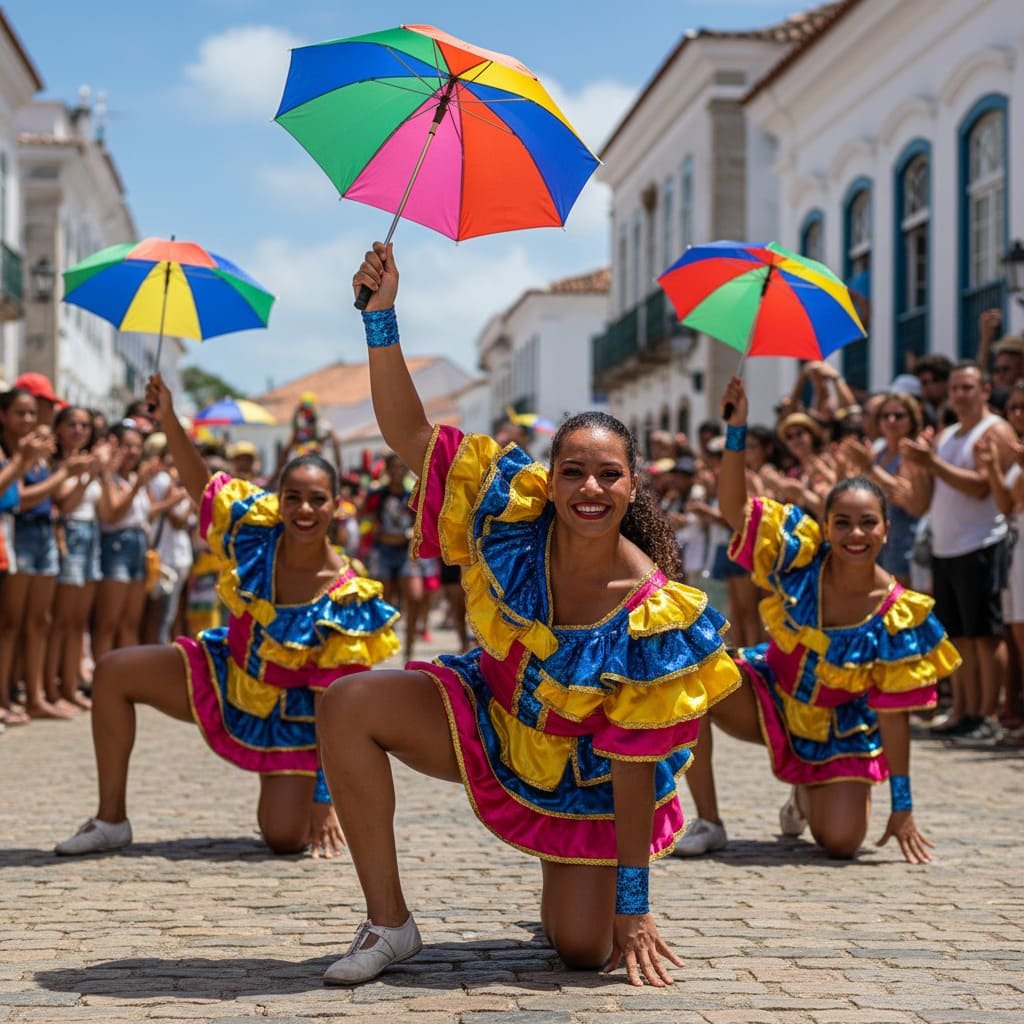 Danse Frevo — passistas en costumes colorés au carnaval de Recife